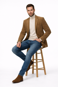 Zacchi Men’s Tan Micro Suede Fashion Sport Coat