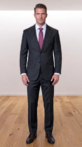 Statement Men's Modern Fit 2 Piece 100% Super 200 Wool Suit Peak Lapel in Black - image 8