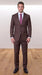Statement Men's Modern Fit 2 Piece 100% Super 200 Wool Suit Peak Lapel in Brown - image 1