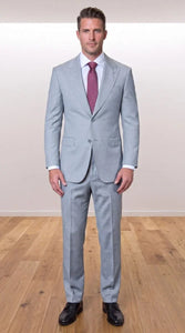 Statement Men's Modern Fit 2 Piece 100% Super 200 Wool Suit Peak Lapel in Grey - image 8