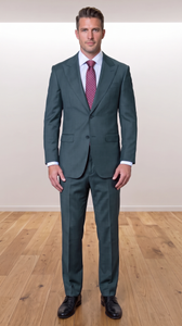 Statement Men's Modern Fit 2 Piece 100% Super 200 Wool Suit Peak Lapel in Olive - image 9