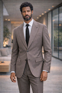 Statement Men's 2 Piece 100% Wool Modern Fit Suit - Pic Stitching
