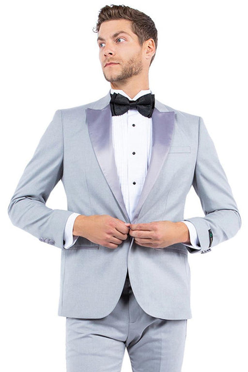 Zegarie Men's Light Grey Modern Fit 1-Button Tuxedo Jacket - USA Men's Outlet