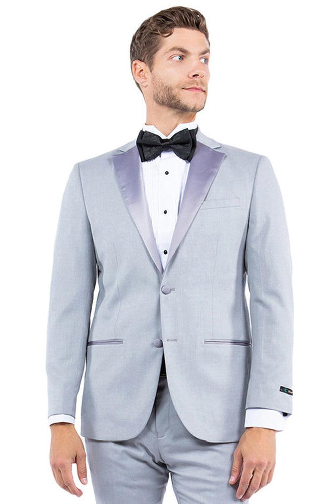 Zegarie Men's Modern Fit Light Grey Tuxedo Jacket, 2-Button Notch Lapel - USA Men's Outlet