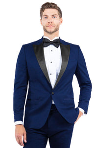Zegarie Men's Navy 1-Btn Tux Jacket w/Black Peak Lapel, Modern Fit - Elegant Mensattire