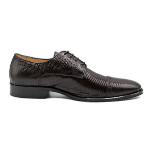 Zelli Giovanni Genuine Lizard Cap Toe Brogue Dress Shoes in Brown