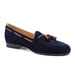 Zelli Naples Suede Loafers with Genuine Crocodile Tassels in Navy