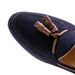 Zelli Naples Suede Loafers with Genuine Crocodile Tassels in Navy