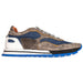 Zelli Raya Sueded Calfskin Sporty Sneakers in Blue and Taupe