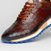 Zelli Rocco Hand-Burnished Embossed Crocodile Sneakers in Brown