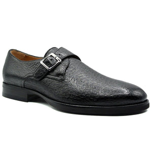 Zelli Roman Genuine Peccary Monk Strap Dress Shoes in Black