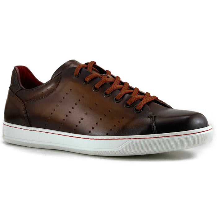 Zelli Russo Burnished Calfskin and Crocodile Sneakers in Brown