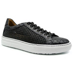 Zelli Vento Woven Calfskin & Crocodile Embossed Sneakers in Black