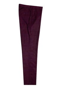 Men's Burgundy Glen Plaid Vested Suit w/ Peak Lapel & 1-Button Closure - Stacy Adams